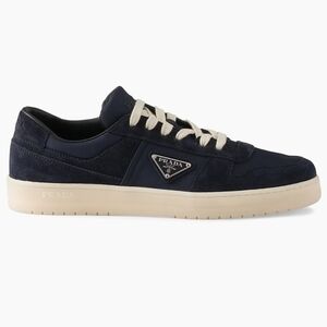$1,150 PRADA Downtown Logo Re-Nylon Suede Navy Sneakers UK 8.5  US 9.5 EU 42.5